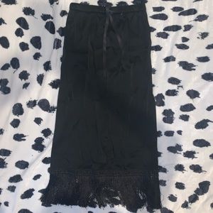 ZARA BLACK FRINGE DETAIL MIDI SKIRT
